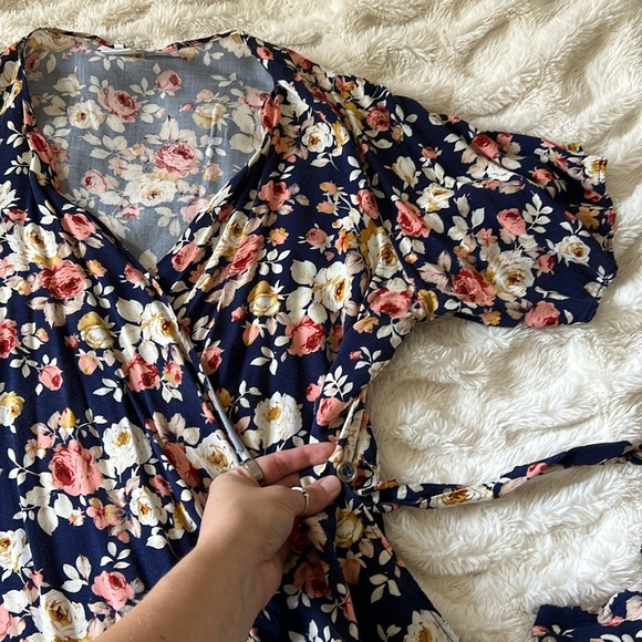 Wrap Dress/Cover Up in Navy Fleur Estella by Jessica Ray - Picture 9 of 11